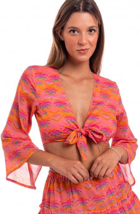 Pin Up Stars Crop Top Cotone Stampa Palmié Shopping Online
