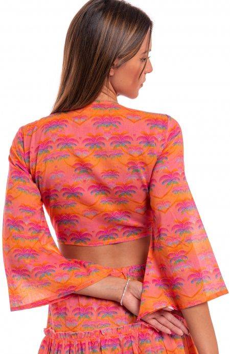 Pin Up Stars Crop Top Cotone Stampa Palmié Shopping Online