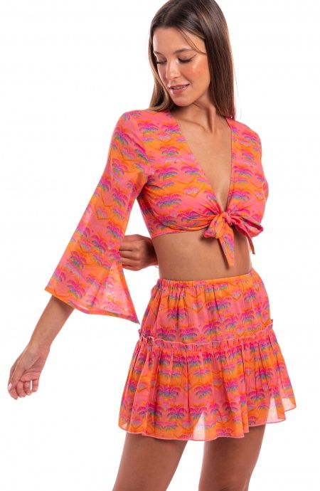 Pin Up Stars Crop Top Cotone Stampa Palmié Shopping Online