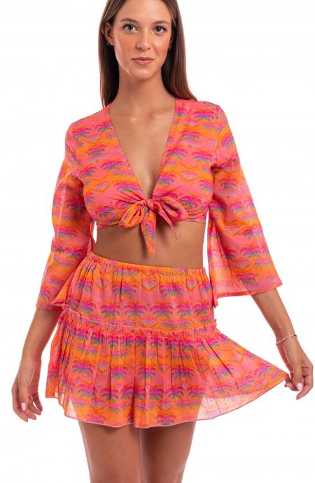 Pin Up Stars Gonna Corta In Cotone Stampa Palmié Prezzo Ridotto