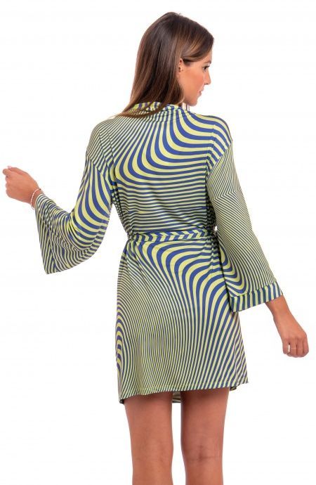 Pin Up Stars Vestito Aperto Jersey Stampa Optical Presa
