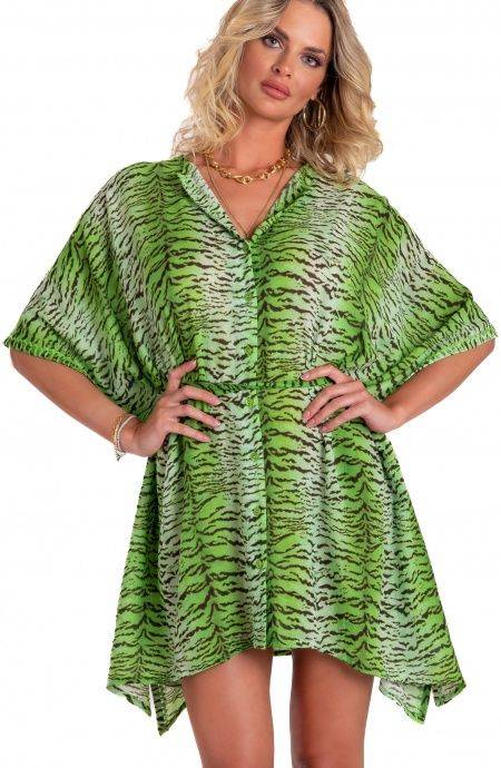 Pin Up Stars Poncho Mussola Di Viscosa Stampa Tigre Economico