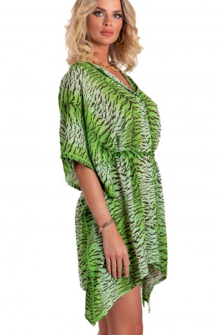 Pin Up Stars Poncho Mussola Di Viscosa Stampa Tigre Economico