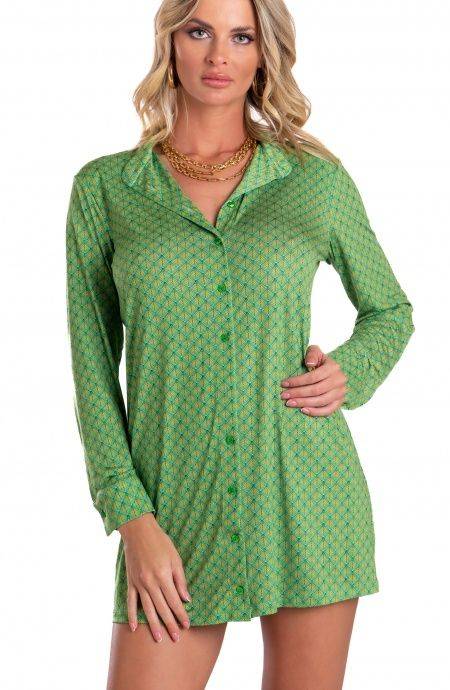 Pin Up Stars Chemisier in Jersey Stampa Squame Outlet