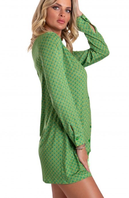 Pin Up Stars Chemisier in Jersey Stampa Squame Outlet