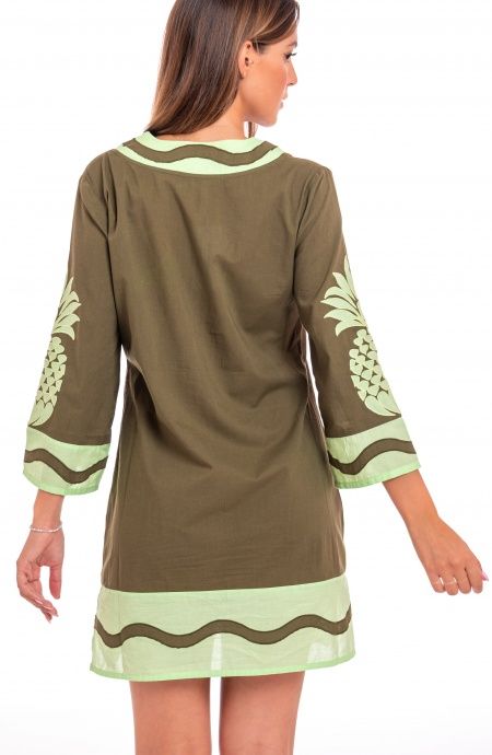 Pin Up Stars Tunichetta Ricamata Pineapple Patch in Cotone Saldi