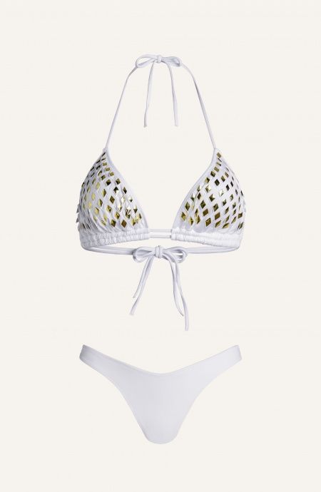 Pin Up Stars Bikini Triangolo Imbottito Specchietti Laser Tinta Unita