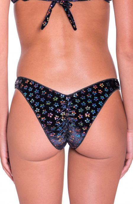 Pin Up Stars Slip Sgambato Velvet Lamina Fiorellini Nuovo