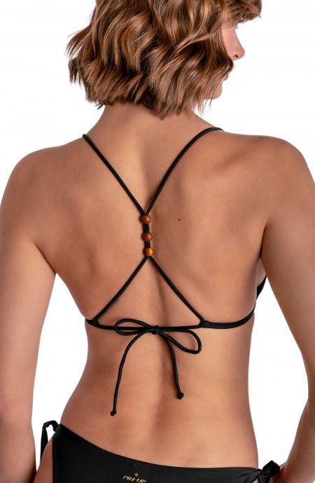 Pin Up Stars TOP BIKINI TRIANGOLO IMBOTTITO CON PERLE E CONCHIGLIE TINTA UNITA Economico