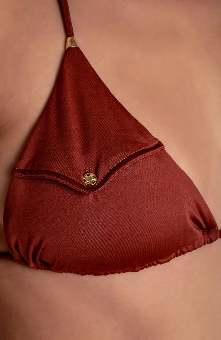 Pin Up Stars TOP BIKINI TRIANGOLO IMBOTTITO CON TASCHINO TINTA UNITA Outlet