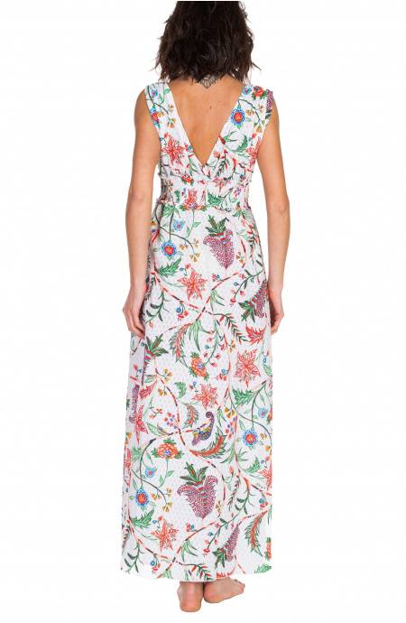 Pin Up Stars Long Dress Con Spacchi Stampa Camaleonte Moda