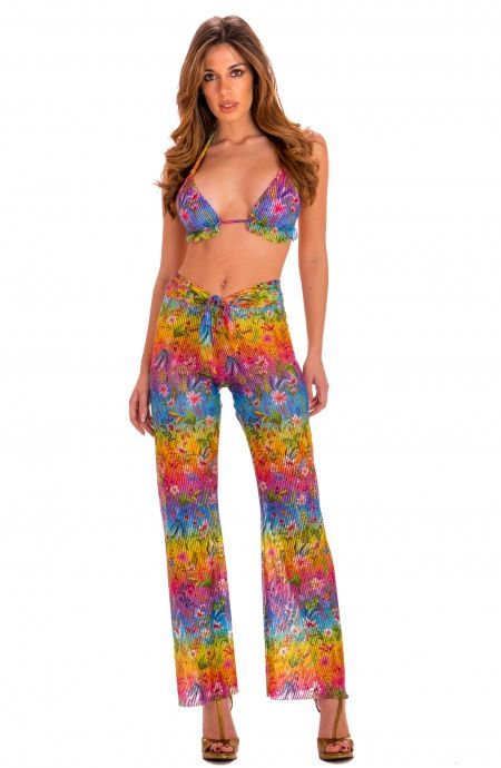 Pin Up Stars Pantalone Flower Rainbow Nuovo