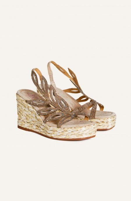 Pin Up Stars Zeppa Suede Foglia Strass