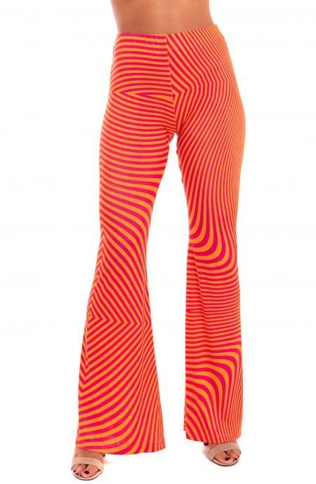 Pin Up Stars Pantalone a Zampa Jersey Stampa Optical Qualità Garantita
