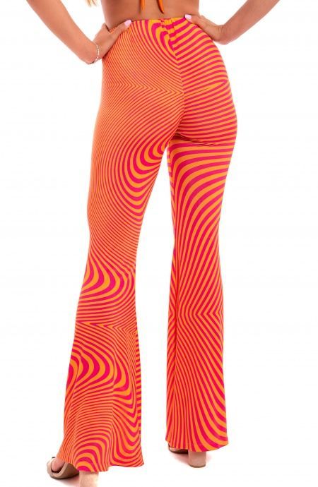 Pin Up Stars Pantalone a Zampa Jersey Stampa Optical Qualità Garantita