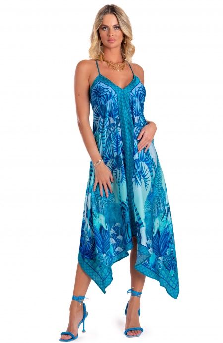 Pin Up Stars Abito Foulard Raso di Viscosa Palm Paradise Affare Del Giorno