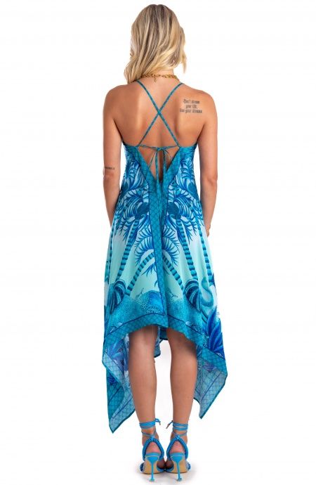 Pin Up Stars Abito Foulard Raso di Viscosa Palm Paradise Affare Del Giorno