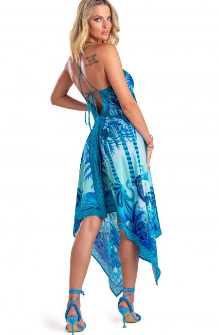 Pin Up Stars Abito Foulard Raso di Viscosa Palm Paradise Affare Del Giorno