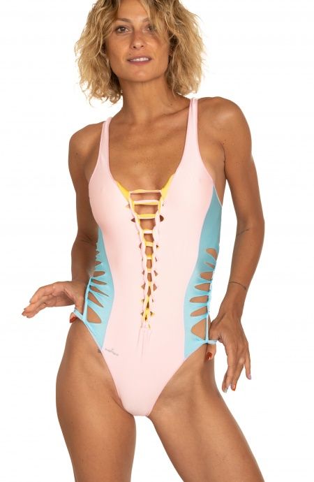 Pin Up Stars Costume Intero Double Cut Tinta Unita Italia