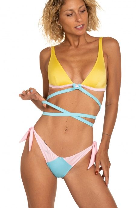 Pin Up Stars Bikini Triangolo Vela Slip Fiocchi Tinta Unita 2025