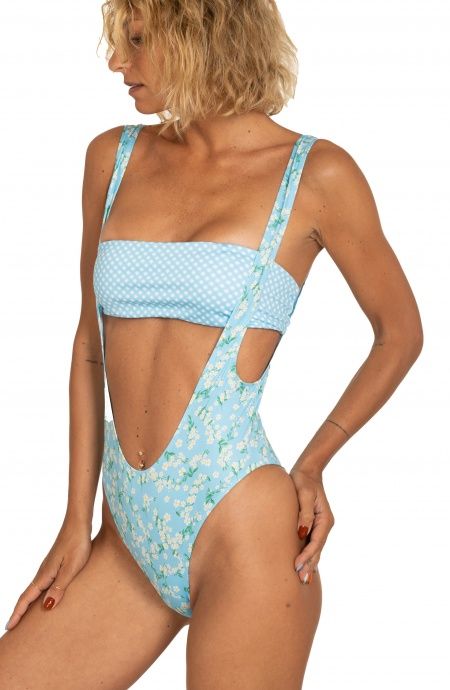Pin Up Stars Costume Intero Con Fascia Stampa Provenzale In Linea