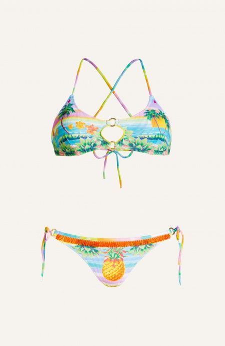 Pin Up Stars Bikini Brassiere Tessuto Costina Stampa Hawaii