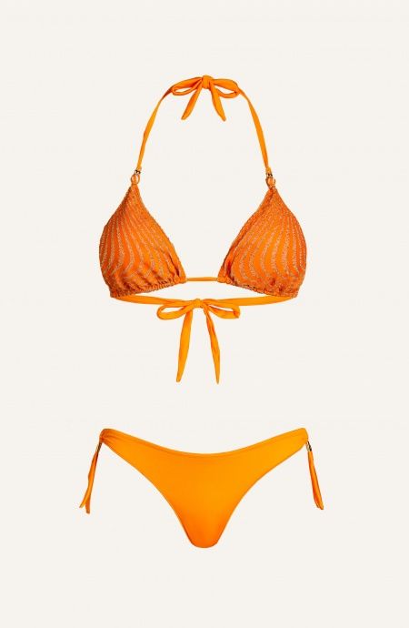 Pin Up Stars Bikini Triangolo Imbottito Lurex Stampa Optical
