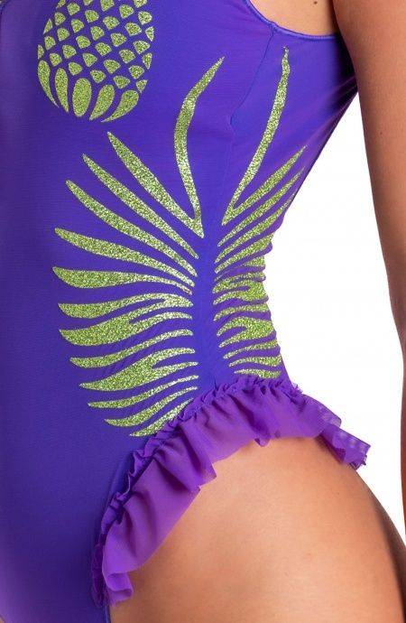 Pin Up Stars Costume Intero Tulle Stampa Ananas Lurex Vendita Economica