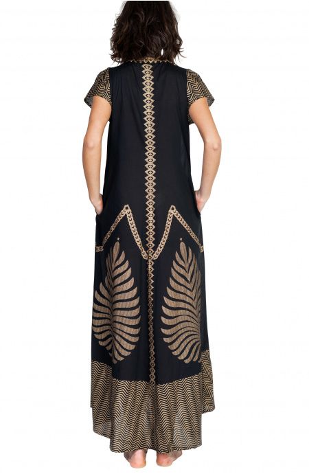 Pin Up Stars Long Dress In Cotone Foglia Oro Negozio