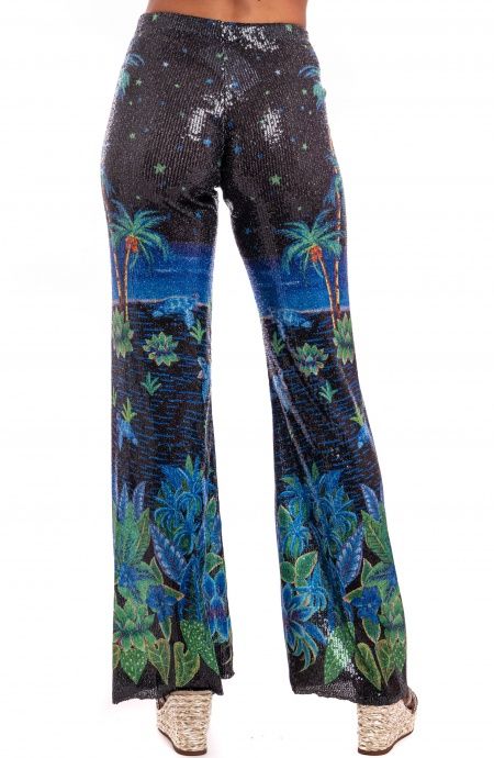 Pin Up Stars Pantalone Zampa Paillettes Stampa Hawaii 2025