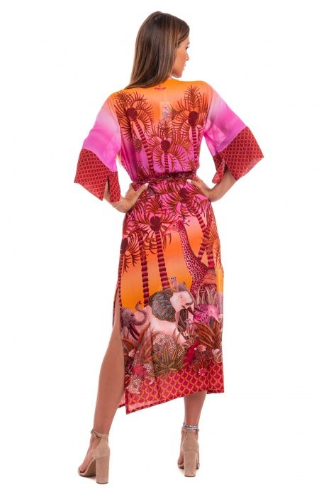 Pin Up Stars Kimono Mussola di Viscosa Palm Paradise Soddisfazione Garantita