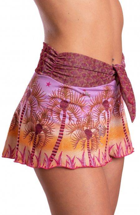 Pin Up Stars Short Piquet Lurex Con Fascione Crepon Lamè Palm Paradise Qualità Garantita
