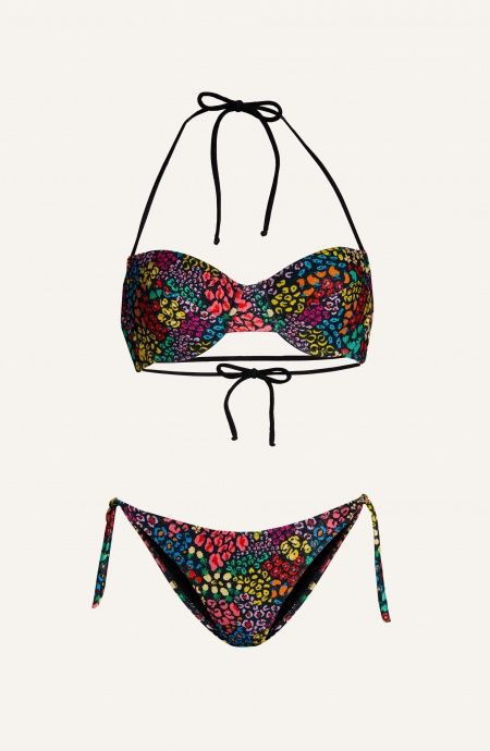 Pin Up Stars Bikini Balconcino Con Ferretto Slip Fiocchi Lurex Stampa Tutti Frutti