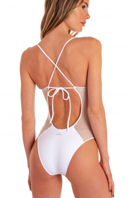 Pin Up Stars Costume Intero Ricamo Lance Tinta Unita Rete Online