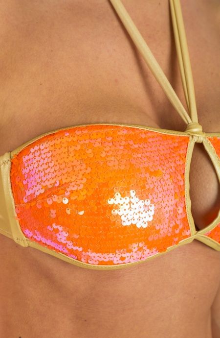 Pin Up Stars Bikini Fascia Goccia Centroseno Slip Fiocchi Bicolor Paillettes Outlet