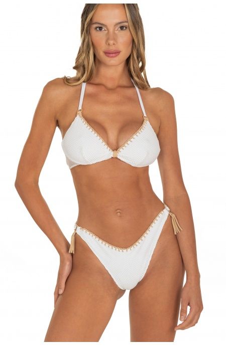 Pin Up Stars Bikini Balconcino Con Ferretto Slip Brasiliana Ricamo Punto Cavallo Tinta Unita Rete