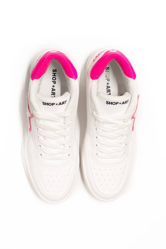Please Jeans SHOP ART - SNEAKER 227 - WHITE FUXIA FLUO Soddisfazione Garantita