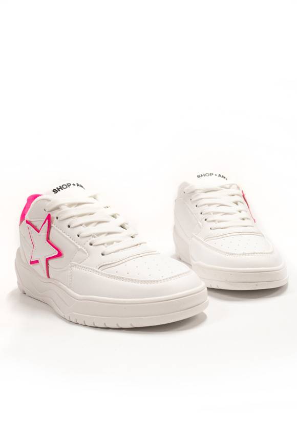 Please Jeans SHOP ART - SNEAKER 227 - WHITE FUXIA FLUO Soddisfazione Garantita