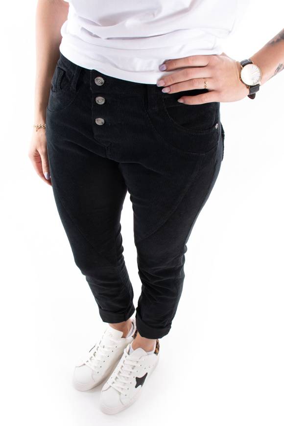 Please Jeans PLEASE CORD PANTALONI P78 - NERO Nuovo