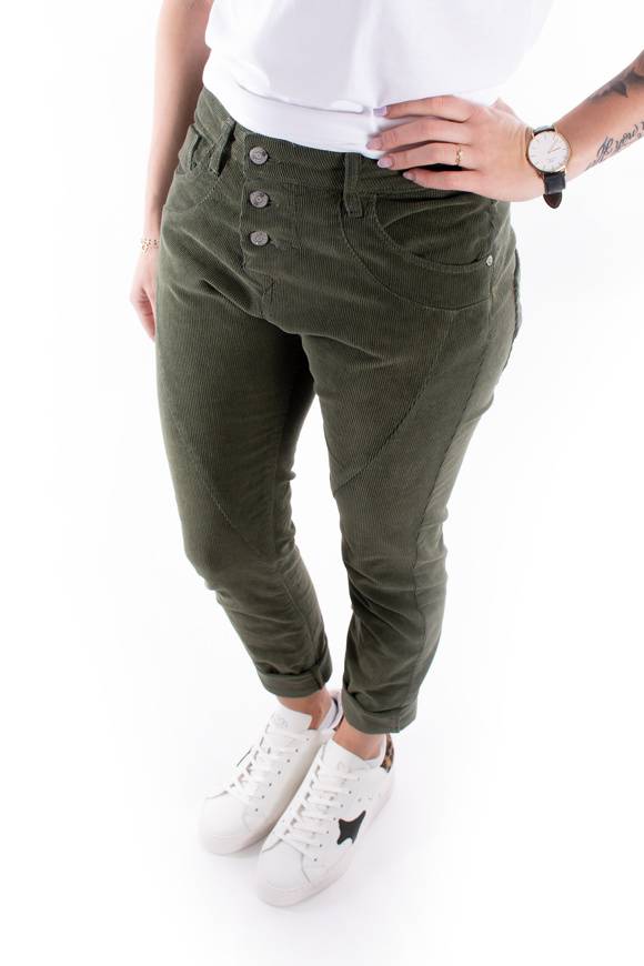Please Jeans PLEASE CORD PANTALONI P78 - MURKY GREEN Qualità