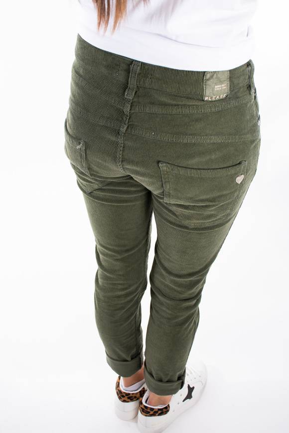 Please Jeans PLEASE CORD PANTALONI P78 - MURKY GREEN Qualità
