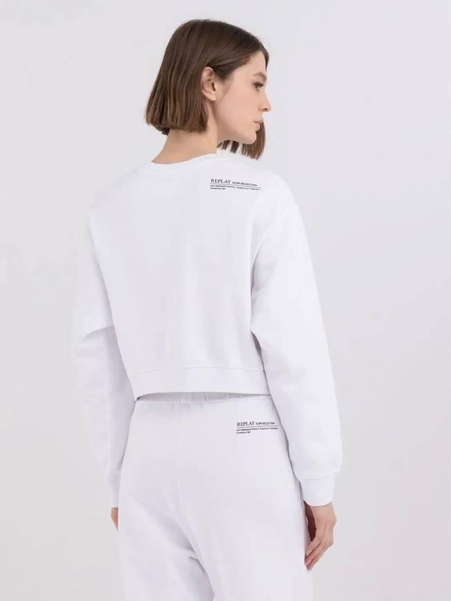 Please Jeans REPLAY FELPA CROPPED - WHITE Fino Al -60%