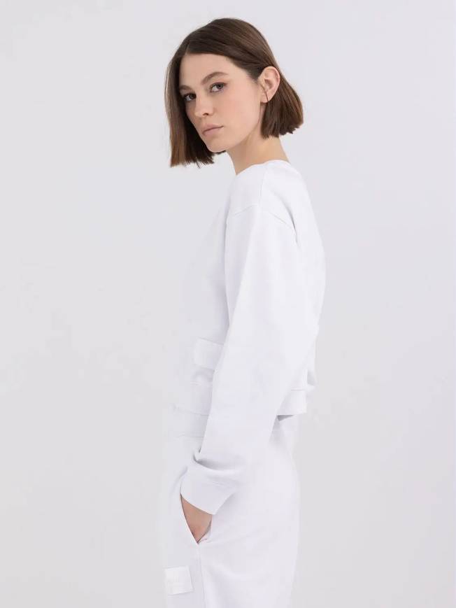 Please Jeans REPLAY FELPA CROPPED - WHITE Fino Al -60%
