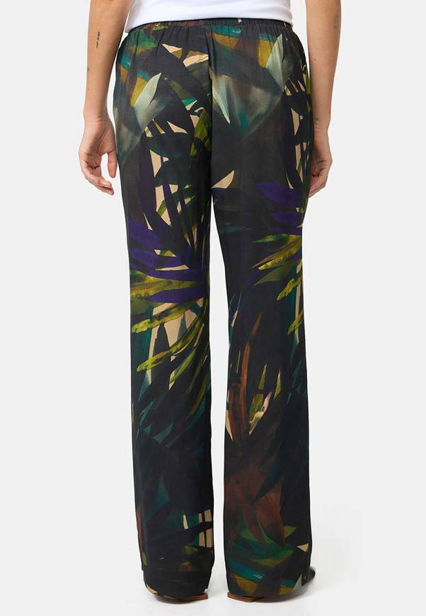 Please Jeans PANTALONI PALAZZO CATNOIR IN VISCOSA - FOGLIA TROPICALE Vendita Calda