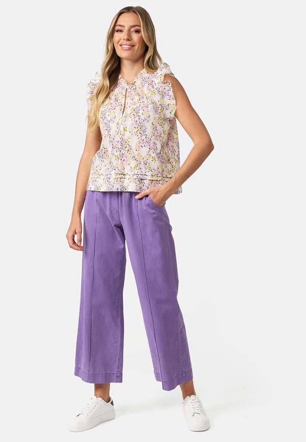 Please Jeans PANTALONI CATNOIR IN TENCEL - LILLA Vendita Economica