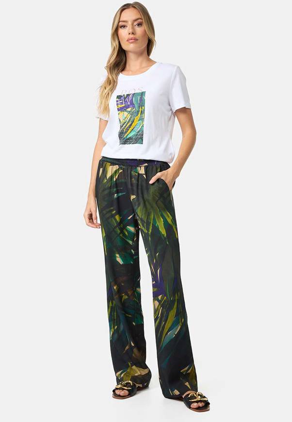 Please Jeans T-SHIRT CATNOIR IN MODAL CON STAMPA - POSIVITÀ TROPICALE Vendite Flash