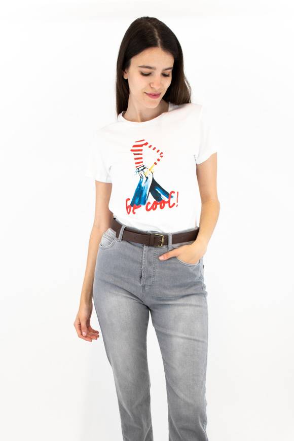 Please Jeans PLEASE T-SHIRT - T76 327 - WHITE Convenienza