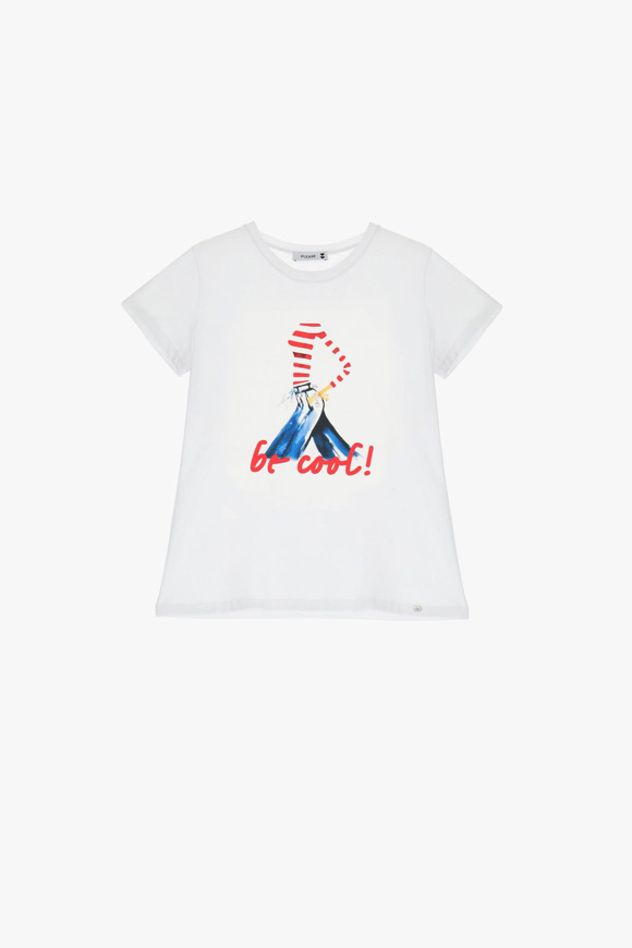 Please Jeans PLEASE T-SHIRT - T76 327 - WHITE Convenienza