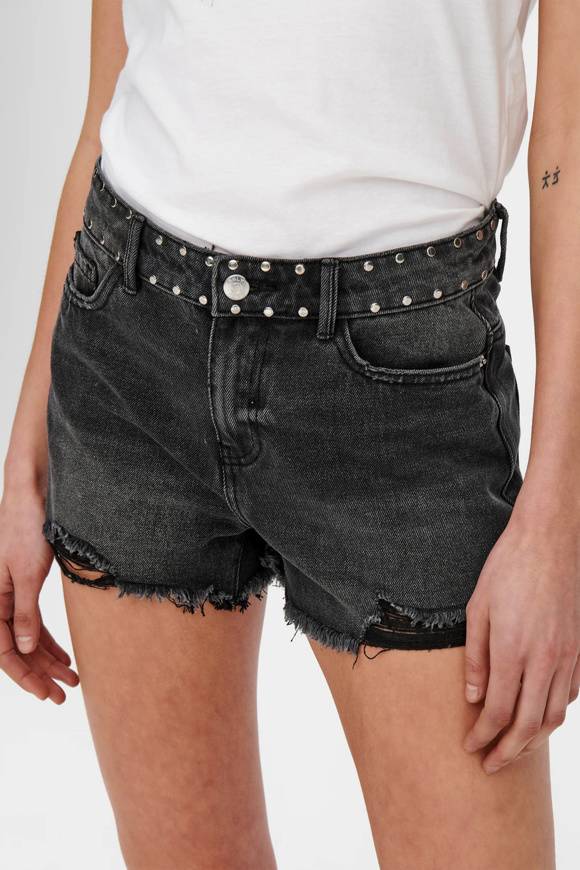Please Jeans ONLPACY HW STUDDED DENIM SHORTS - 152 006 BLACK DENIM 2025
