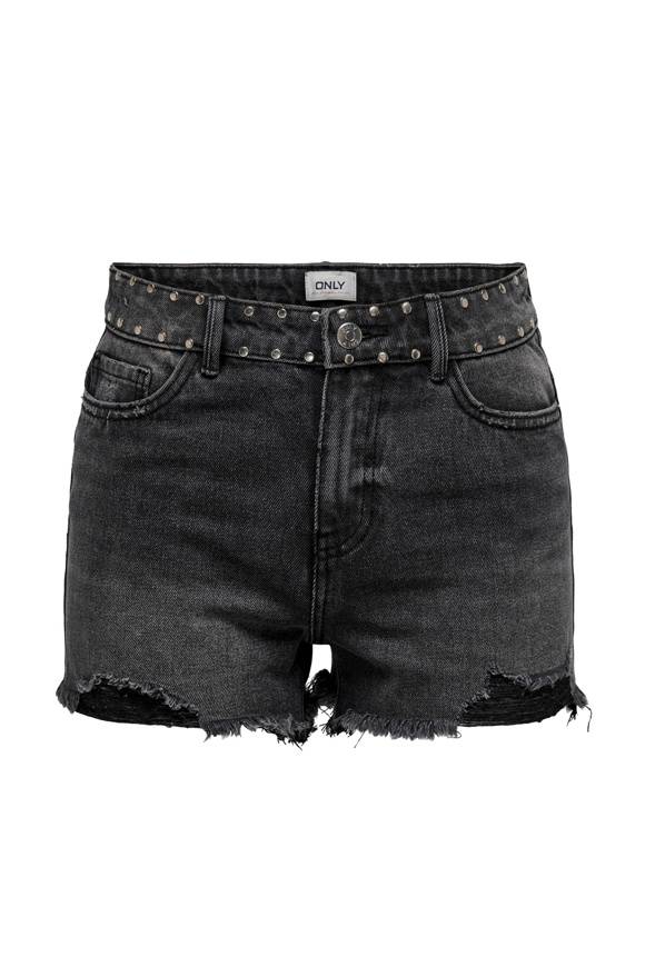 Please Jeans ONLPACY HW STUDDED DENIM SHORTS - 152 006 BLACK DENIM 2025